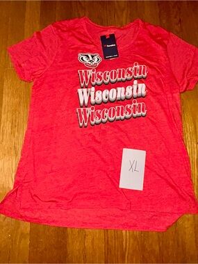 Fanatics Pink Wisconsin Retro Script Tee W XL NWT